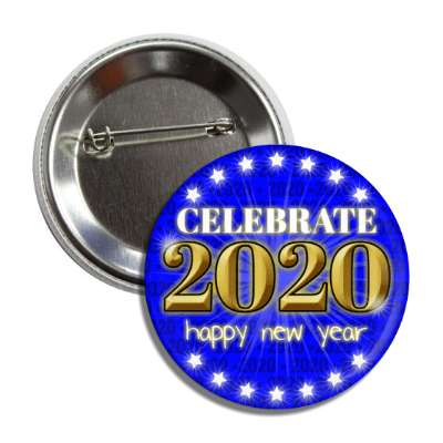 celebrate 2020 happy new year dark blue button