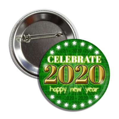 celebrate 2020 happy new year dark green button