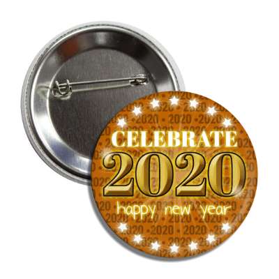 celebrate 2020 happy new year dark orange button