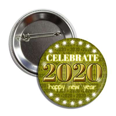 celebrate 2020 happy new year dark yellow button