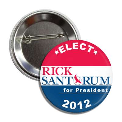 elect rick santorum for president 2012 logo red white blue button