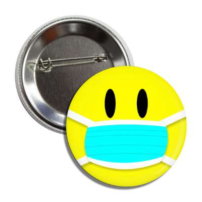 face mask smile face yellow button