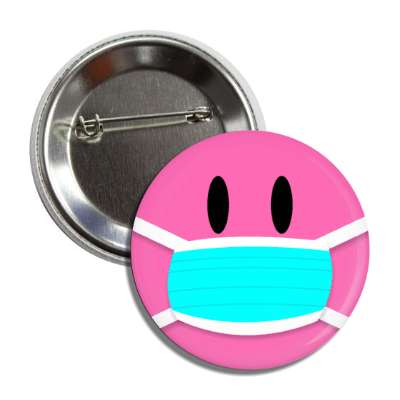 face mask smile hot pink button