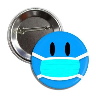 face mask smiley blue button