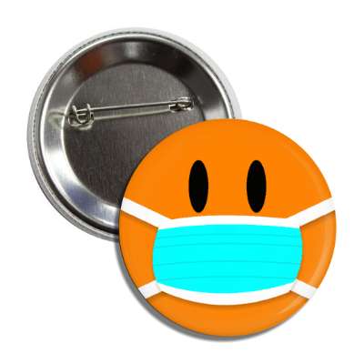 face mask smiley orange button