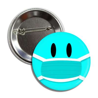 face mask smiley teal light button