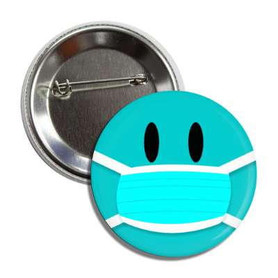 face mask smiley teal button