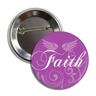 faith purple cursive wings button