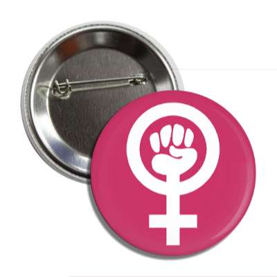 feminist symbol dark pink button