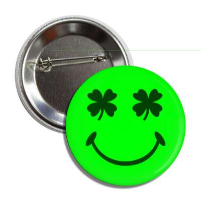 four leaf clover smile face button