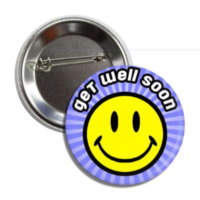 get well soon blue rays smile face button