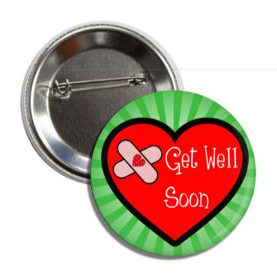 get well soon heart bandaid green rays button