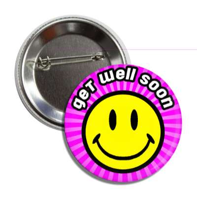 get well soon purple rays smile face button