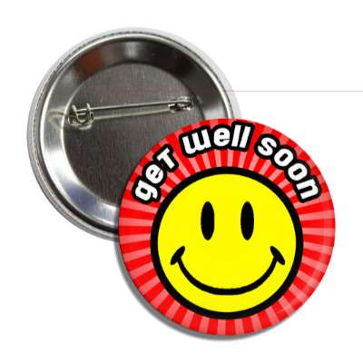 get well soon red rays smile face button
