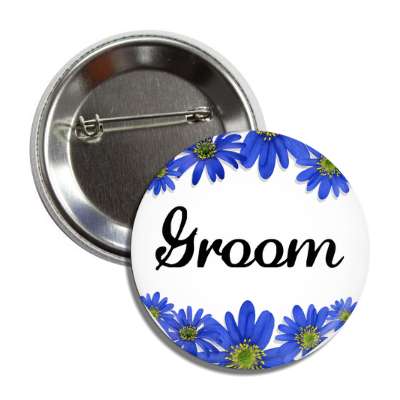 groom blue flowers white button