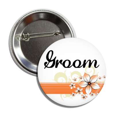 groom orange flowers white button