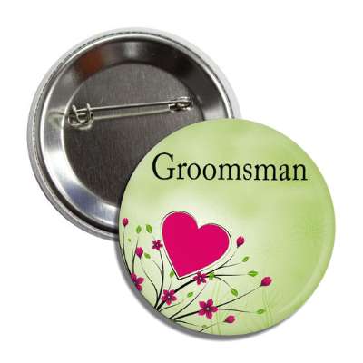 groomsman heart branches small button