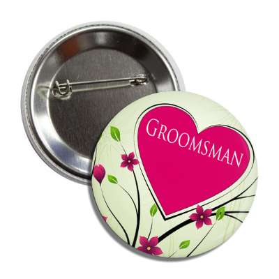 groomsman heart branches button