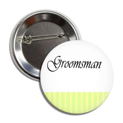 groomsman yellow white lines button