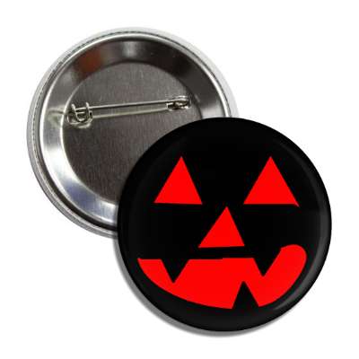 halloween face red black jack o lantern button