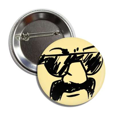 handlebar mustache smile face button