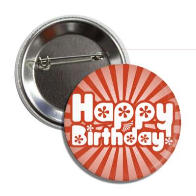 happy birthday red rays bold decorative button