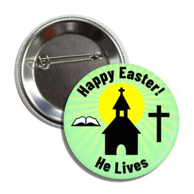happy easter he lives light green button