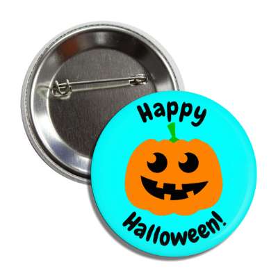 happy halloween jack o lantern aqua button