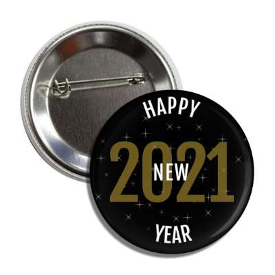 happy new year 2021 black gold white button