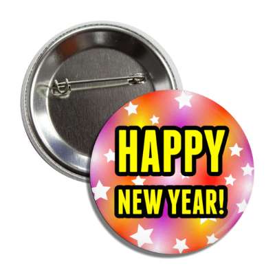 happy new year stars multicolor button