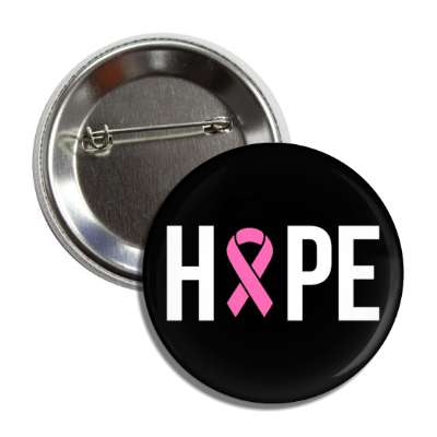 hope pink ribbon black button