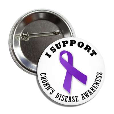 i support crohns disease purple awareness ribbon button