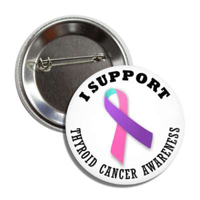 i support thyroid cancer teal pink blue awareness ribbon button