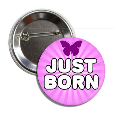 just born magenta rays butterfly silhouette button