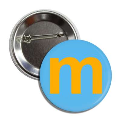 letter m lower case light blue orange button