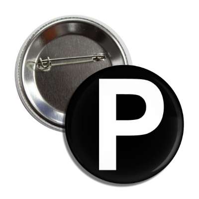 letter p capital black white button