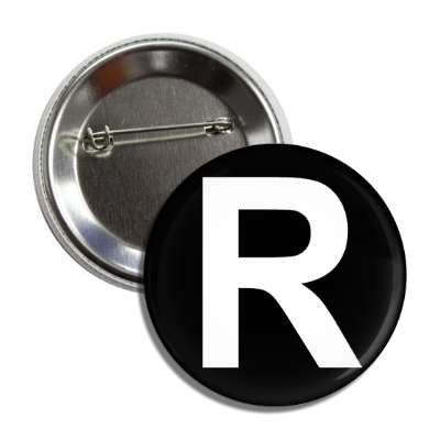 letter r capital black white button