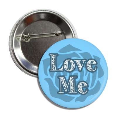 love me blue rose silhouette button