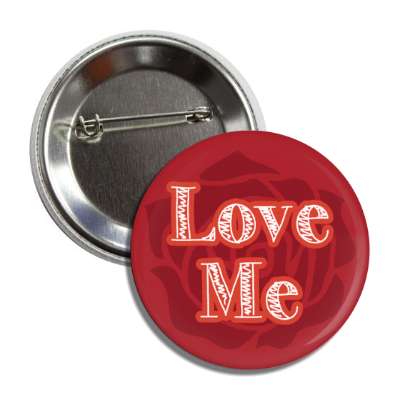 love me deep red rose silhouette button