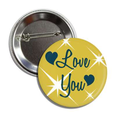 love you hearts stars button