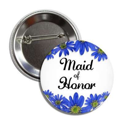maid of honor blue flowers white button