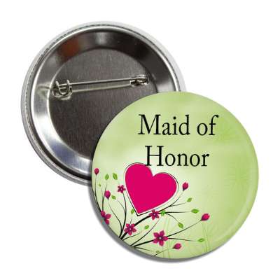maid of honor heart branches small button