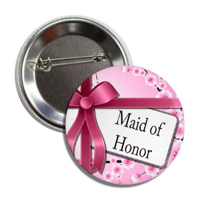maid of honor pink card ribbon button