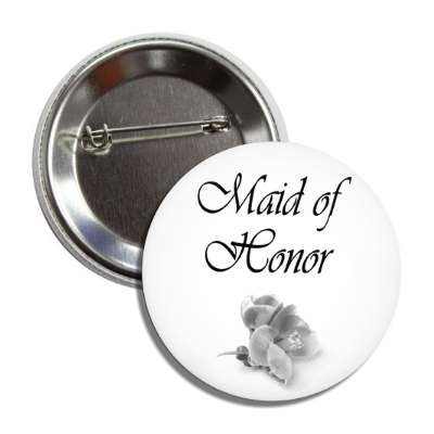 maid of honor stylized one flower grey button