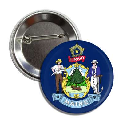 maine state flag usa button