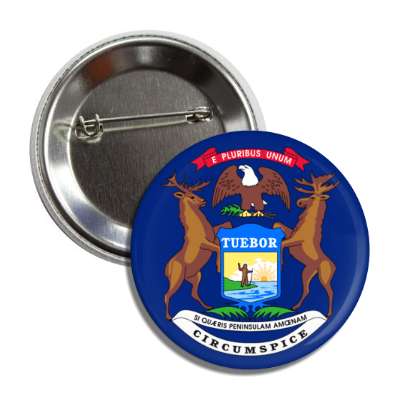 michigan state flag usa button