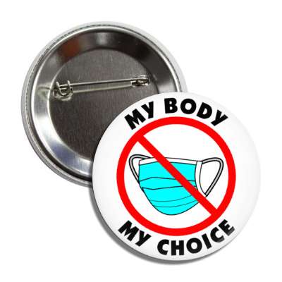 no mask my body my choice red slash button