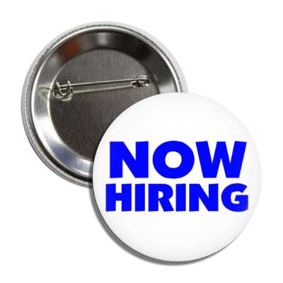 now hiring white deep blue button