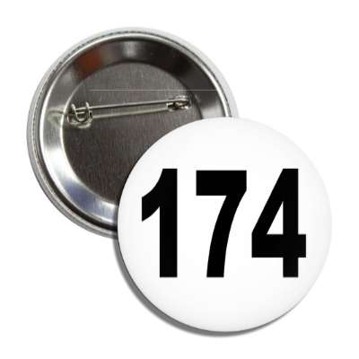 number 174 white black button