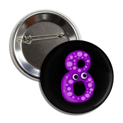 number 8 spotted octopus cartoon character button
